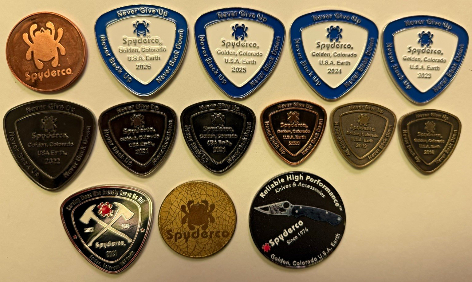 Spyderco Challenge Coin 2018  2019 2020 2021 2022 2023 2024 2025 2026