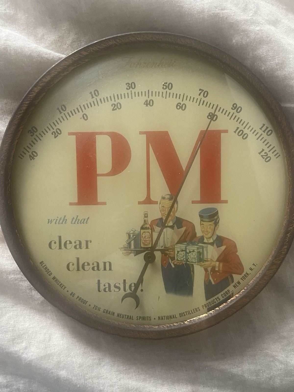 vtg PM WHISKEY THERMOMETER  NATIONAL DISTILLERS PRODUCTS, NEW YORK NY