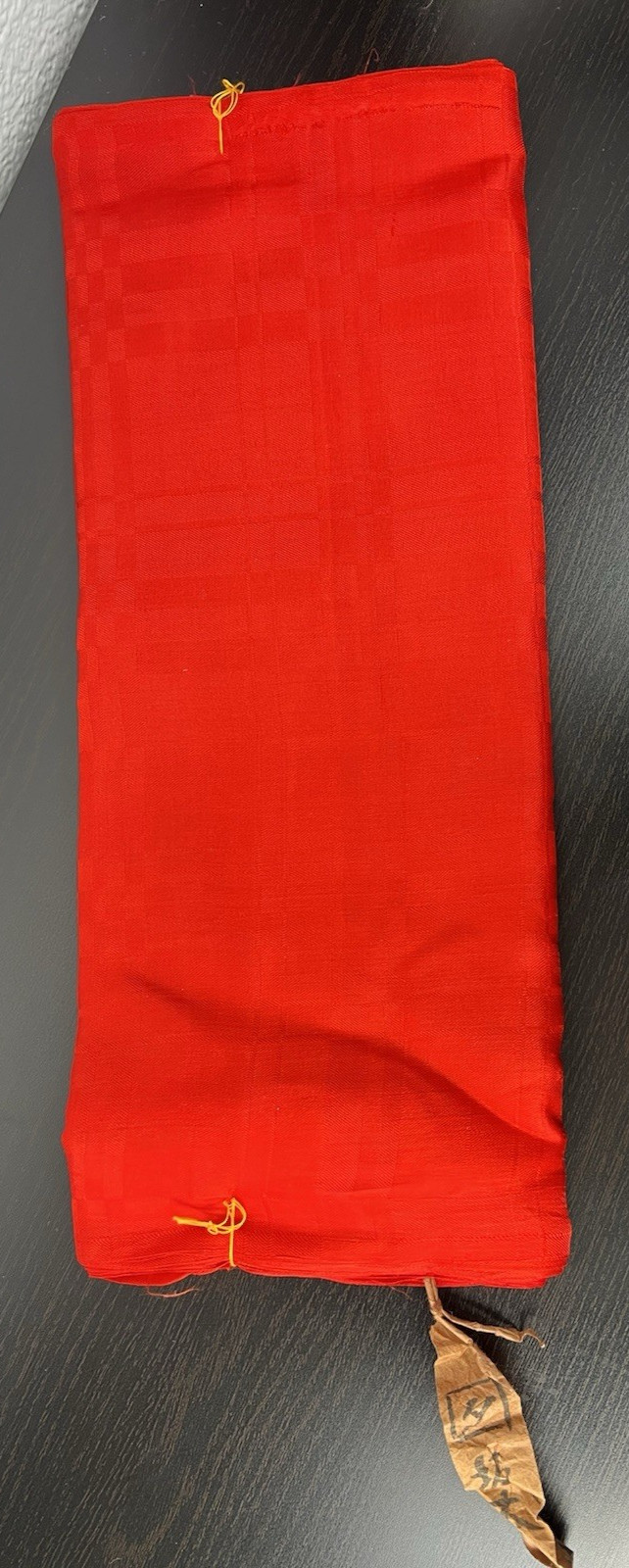 Vintage KIMONO Silk Jacquard Fabric RED Original Label 14.5