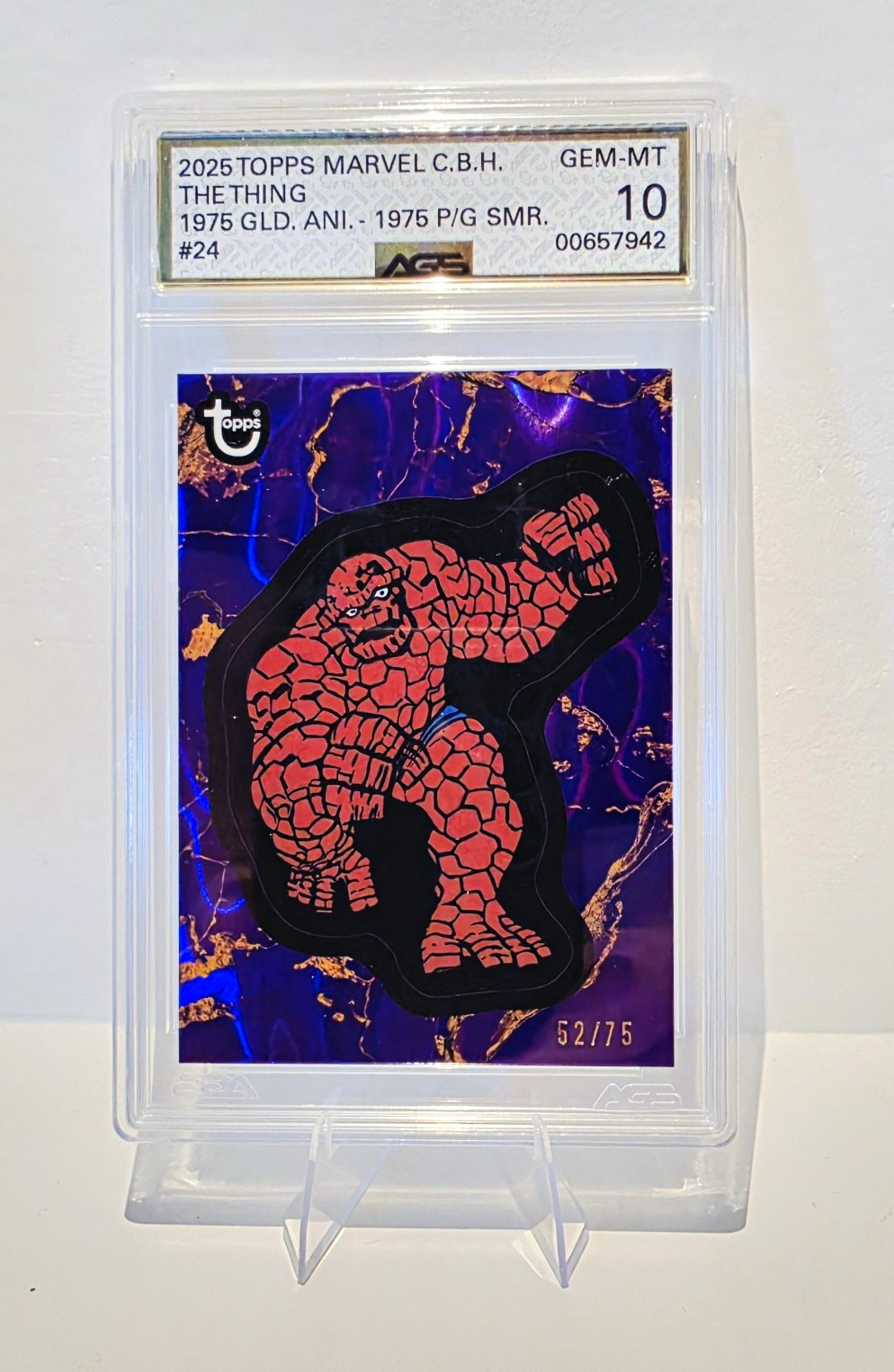 Topps 2025 Marvel Comic Book Heroes The Thing #24 1975 Gold Anim 52/75