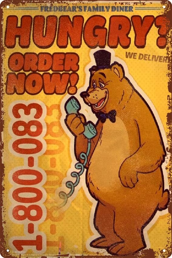 Vintage fredbear's family diner pizza 2 Poster Retro Metal Tin Sign 8x12