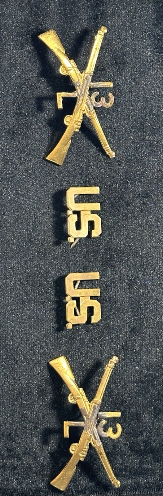 MATCHING SET PREWW1/ WW1 US 13TH INFANTRY TROOP L COLLAR INSIGNIA
