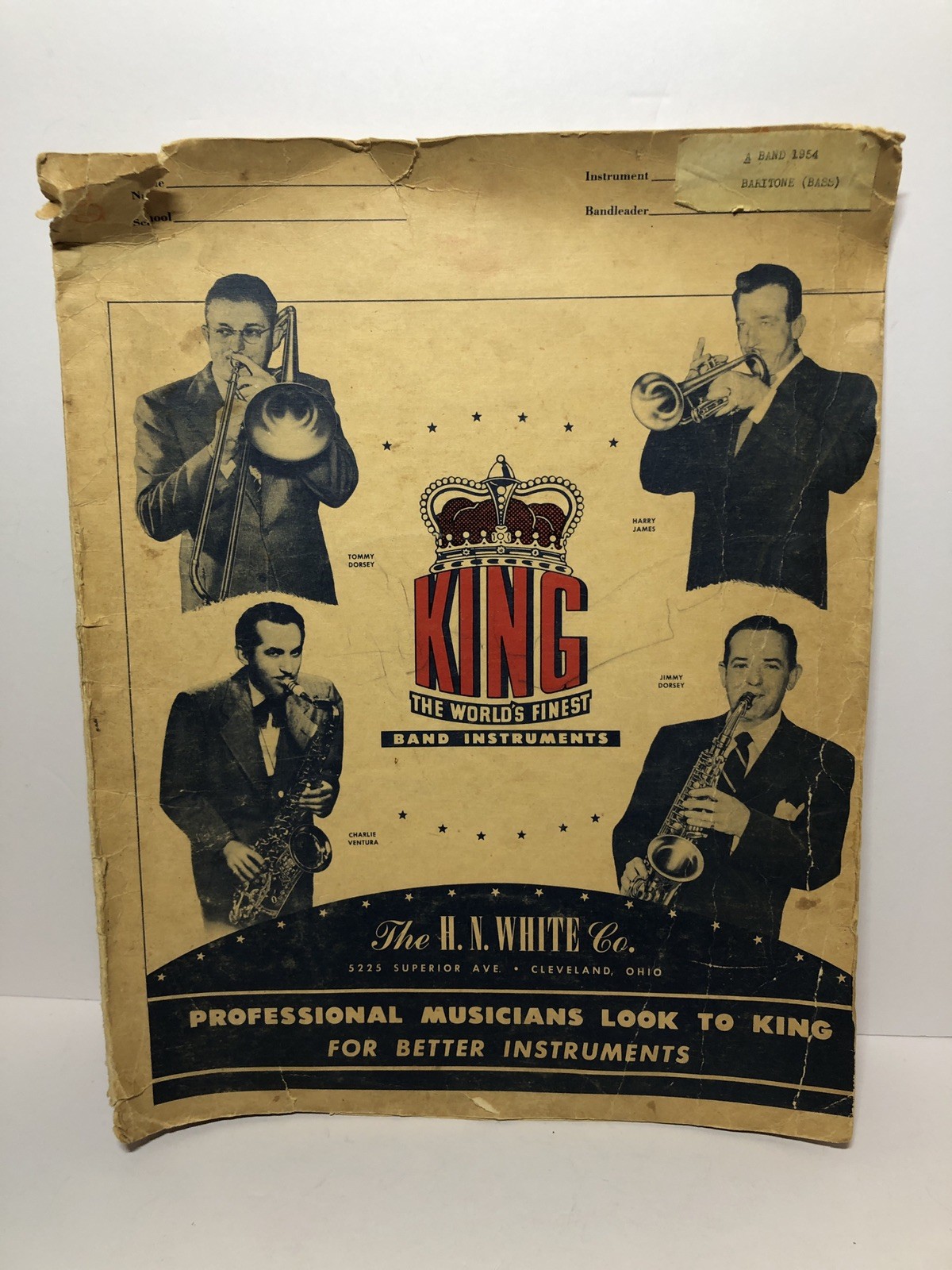 King Instruments Band Folder 1954 Ad Jimmy Tommy Dorsey Harry James HN White Adv
