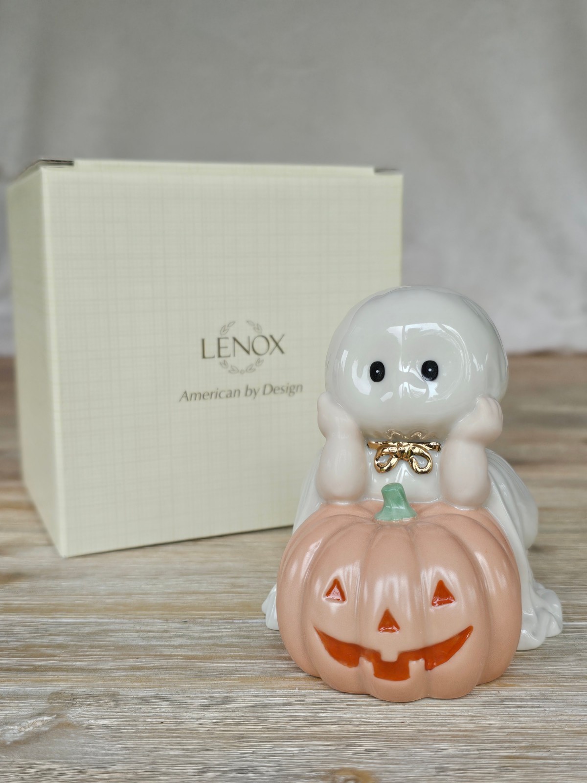 Lenox Bashful Ghost Figurine #826423 Halloween Porcelain Decor Pumpkin