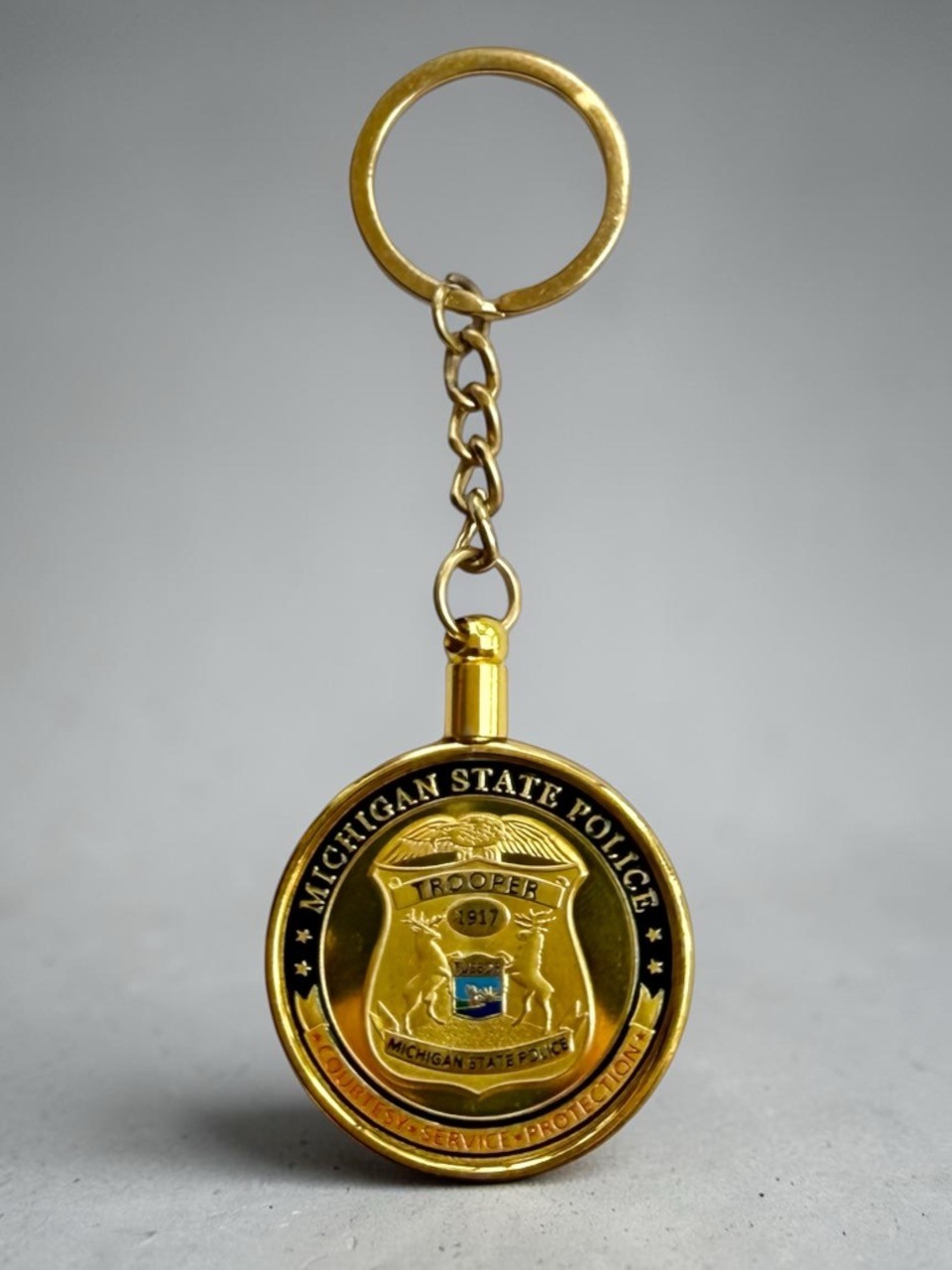 MICHIGAN STATE POLICE TROOPER MSP Challenge Coin Keychain ·FAST SHIPPING· ·NEW·