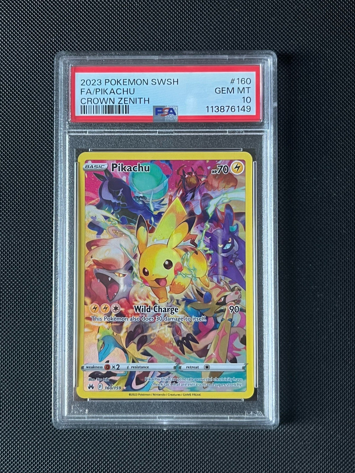 Pokemon Crown Zenith Pikachu 160/159 2023 Full Art Foil PSA 10 GEM MINT