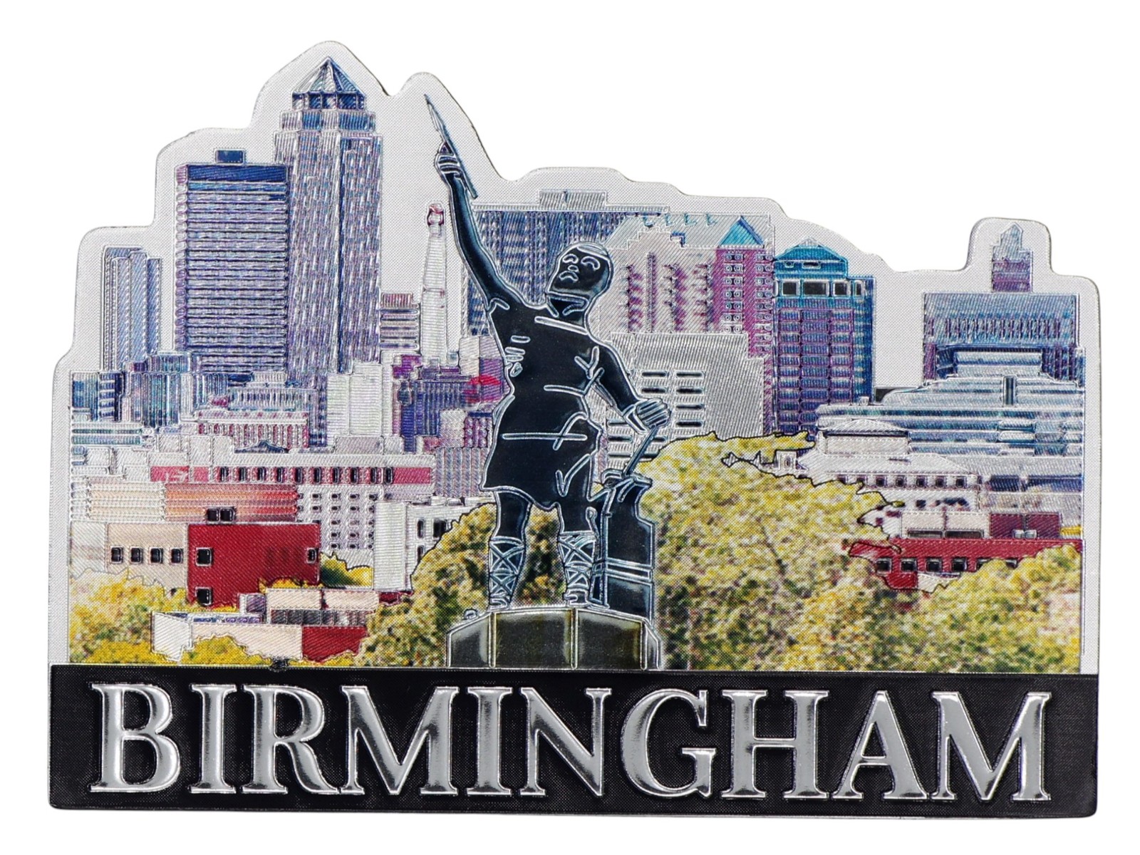 Birmingham Alabama City Sky Monument Foil Magnet 3.5