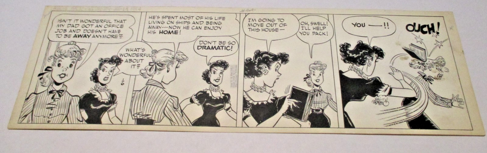 1954 Original Art AGGIE MACK Daily Comic Strip HAL RASMUSSON