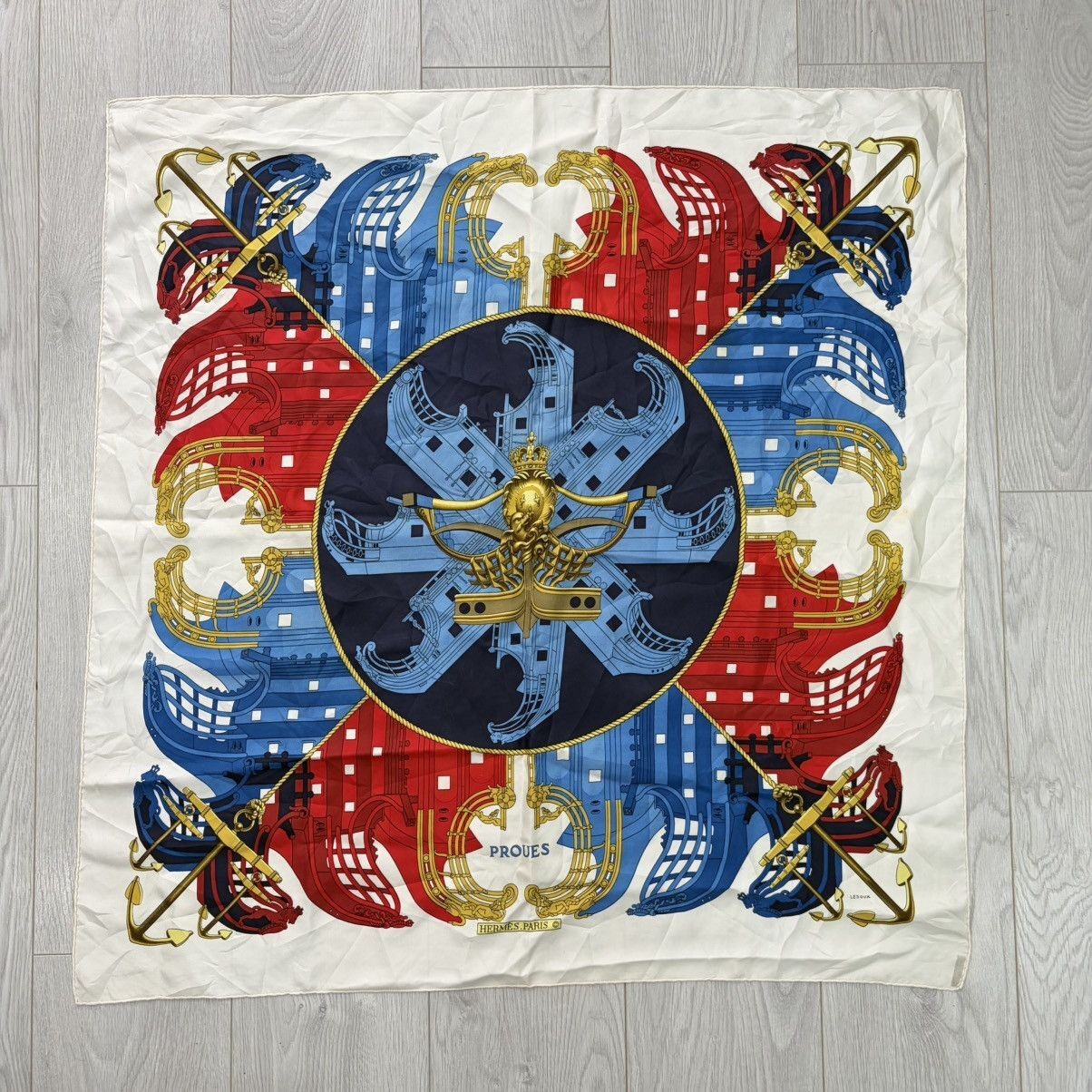 Rare Vintage Hermes Silk Scarf Proues Philippe Ledoux