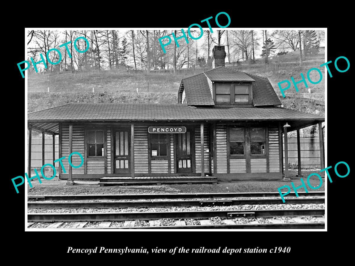 OLD LARGE HISTORIC PHOTO OF PENCOYD PENNSYLVANIA RAILROAD DEPOT STATION c1940