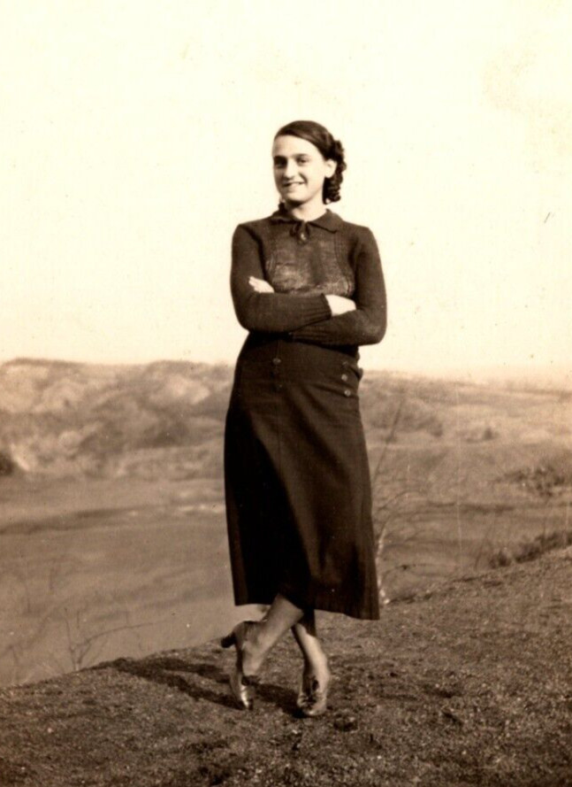 RPPC Young Happy Lady Full of Life Legs Crossed VINTAGE Postcard AZO 1925-40s