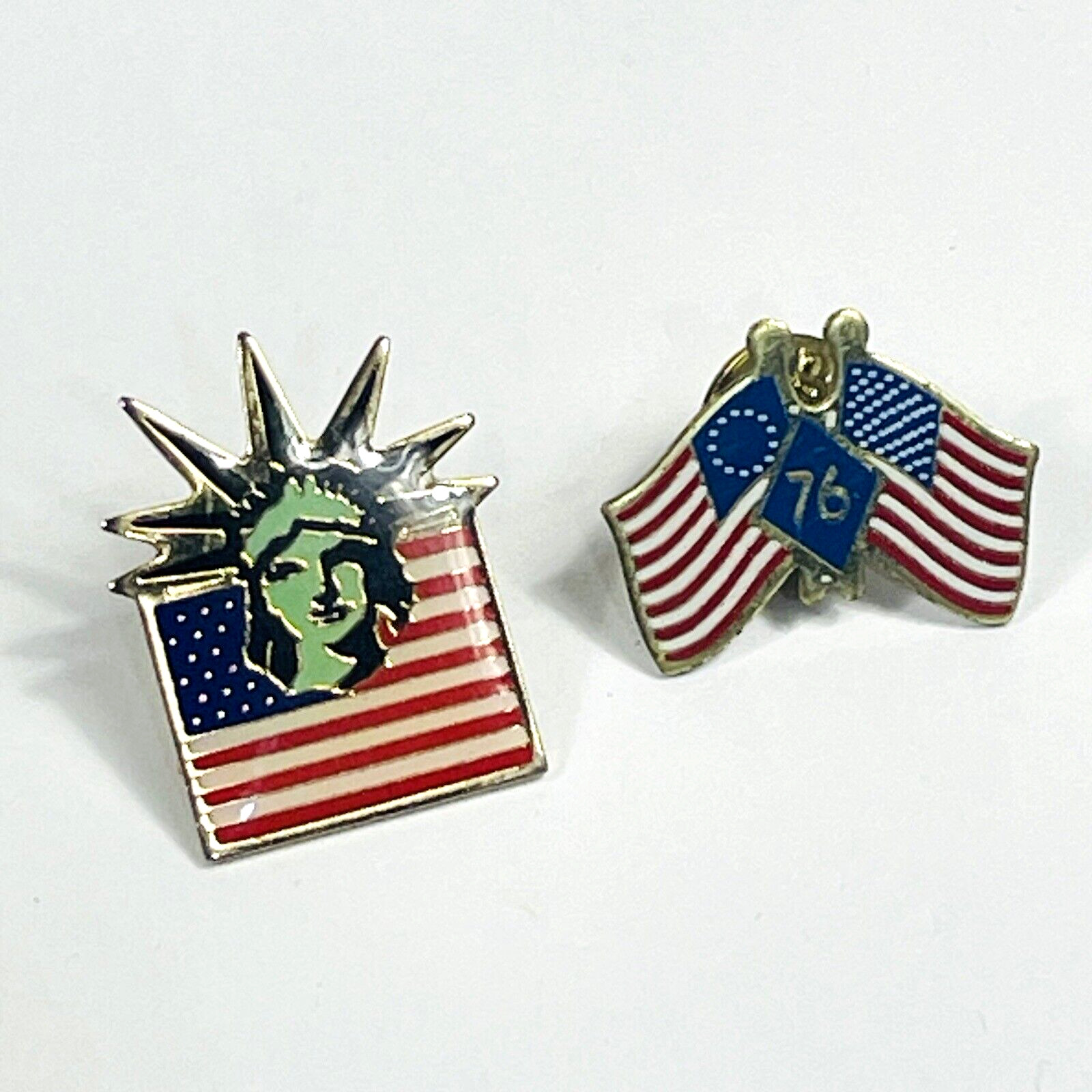 Liberty Island NY 1983 and Freemason Spirit of 76 Bicentennial Lapel Pins