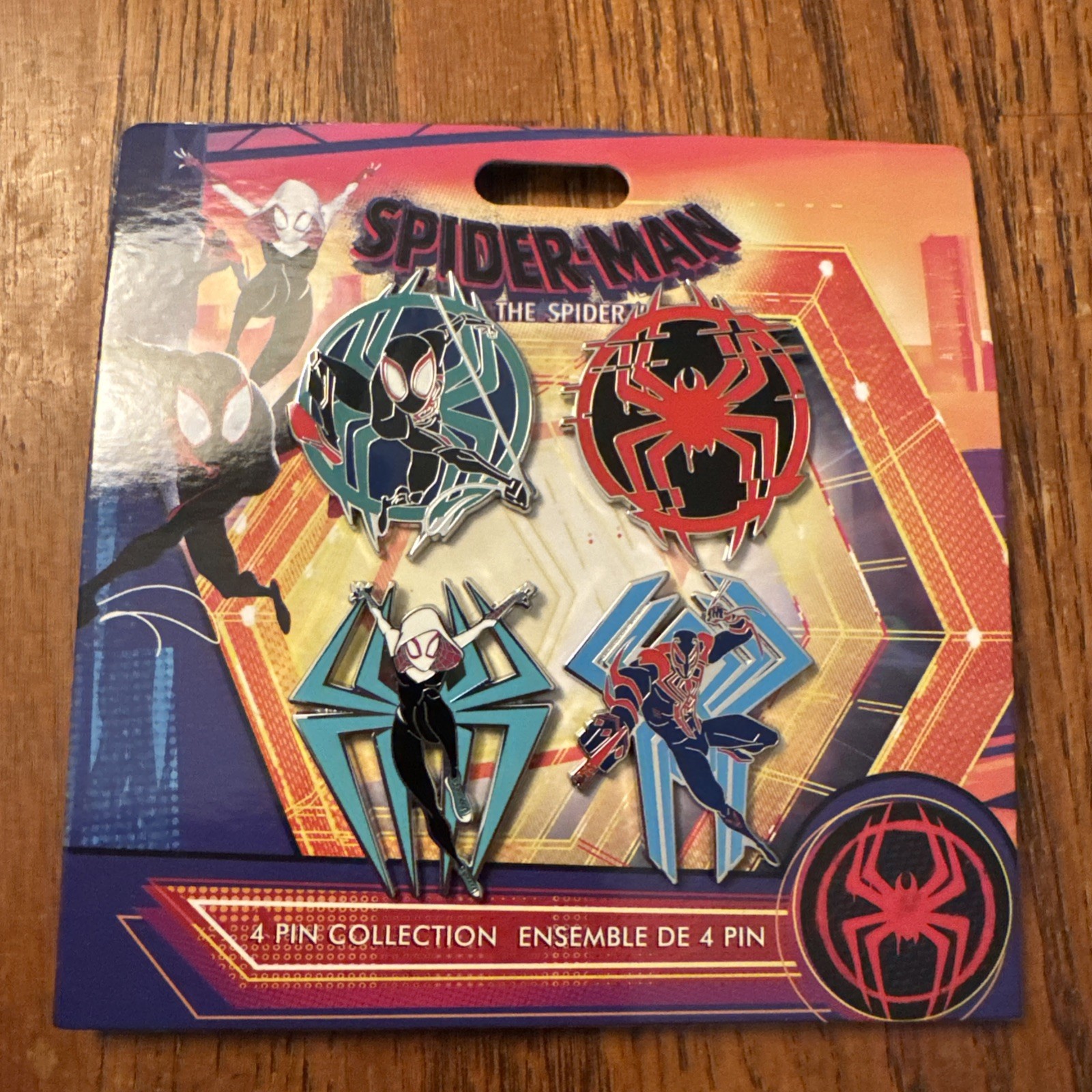 Disney Spider-Man Across The Spider-Verse Booster Pin Set of 4 Brand New On Card