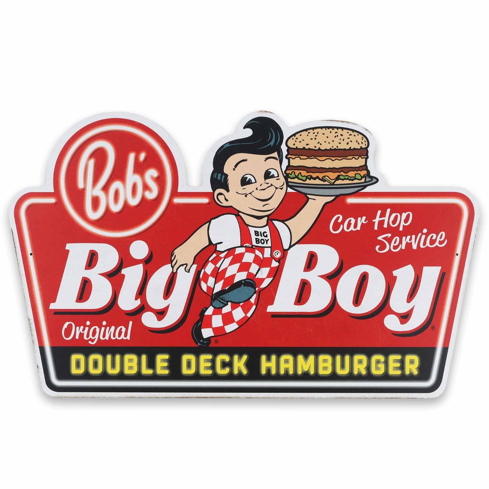 Vintage Double Deck Hamburger Metal Sign - Retro Diner Decor, Wall Art