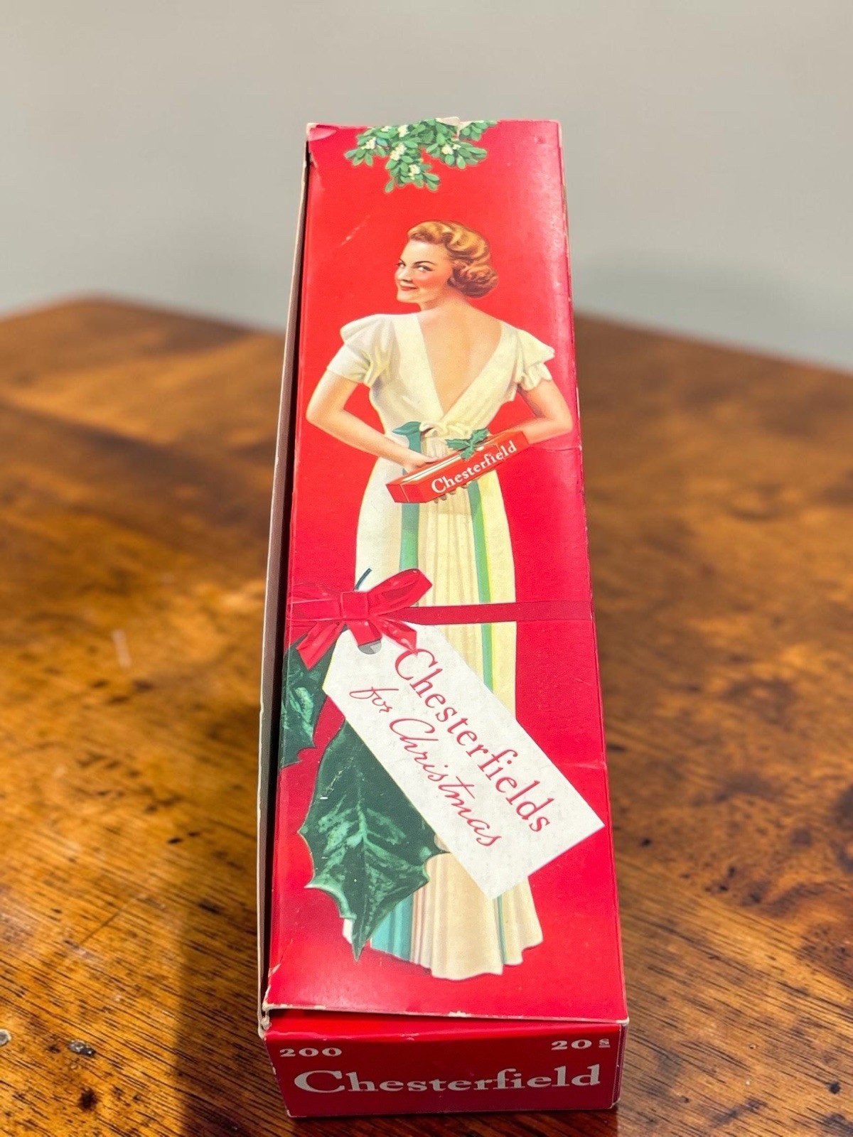 Vintage 1937 Chesterfield Cigarettes Christmas Carton Empty Cardboard Box