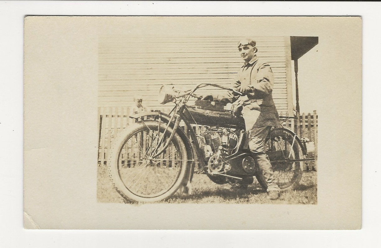 SUPER   Circa 1910 RPPC - Man on INDIAN MOTORCYCLE - Gem Studio, Greensburg, Pa.