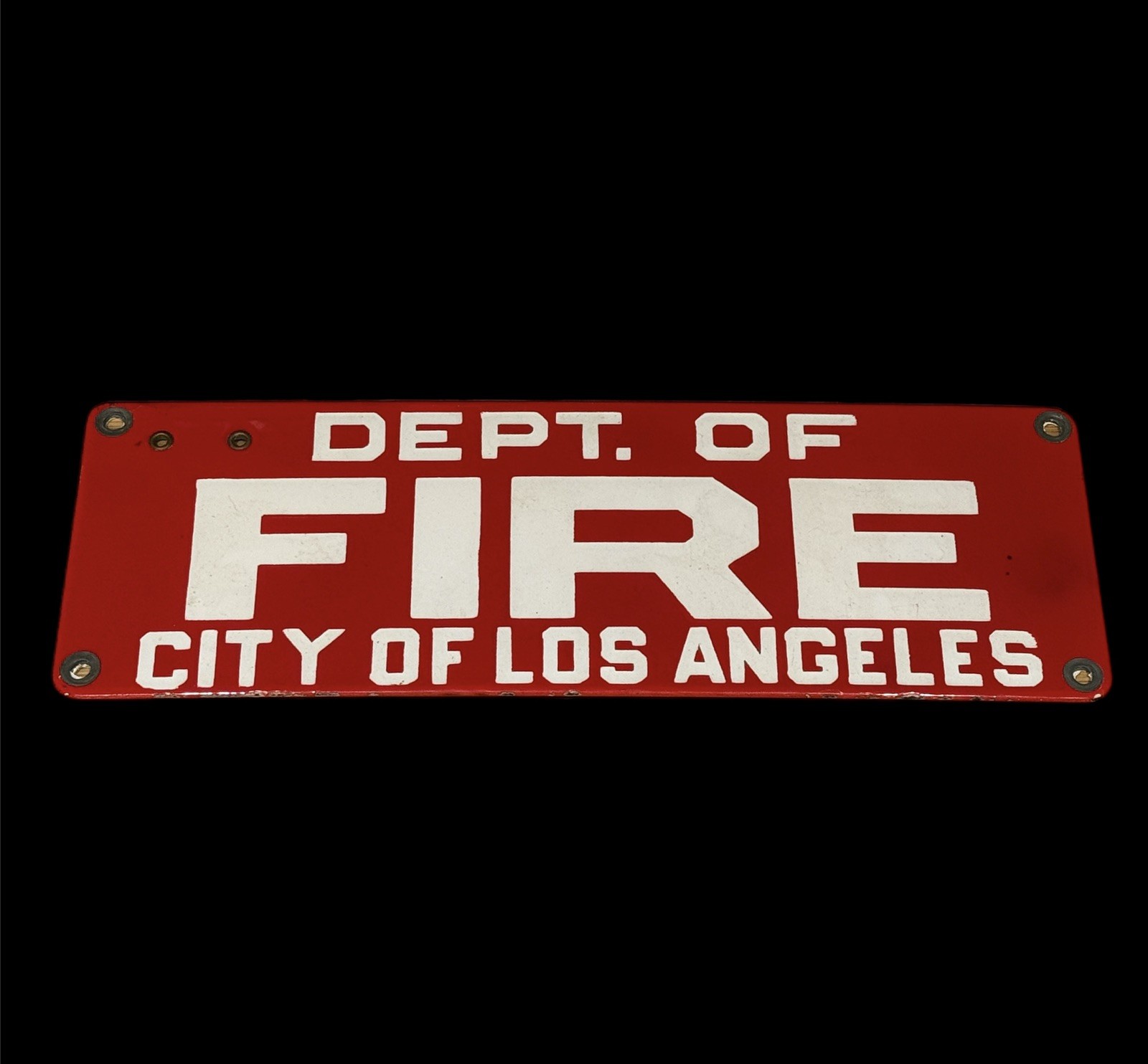 RARE Original LAFD Los Angeles Fire Dept Porcelain Enamel Apparatus Plate
