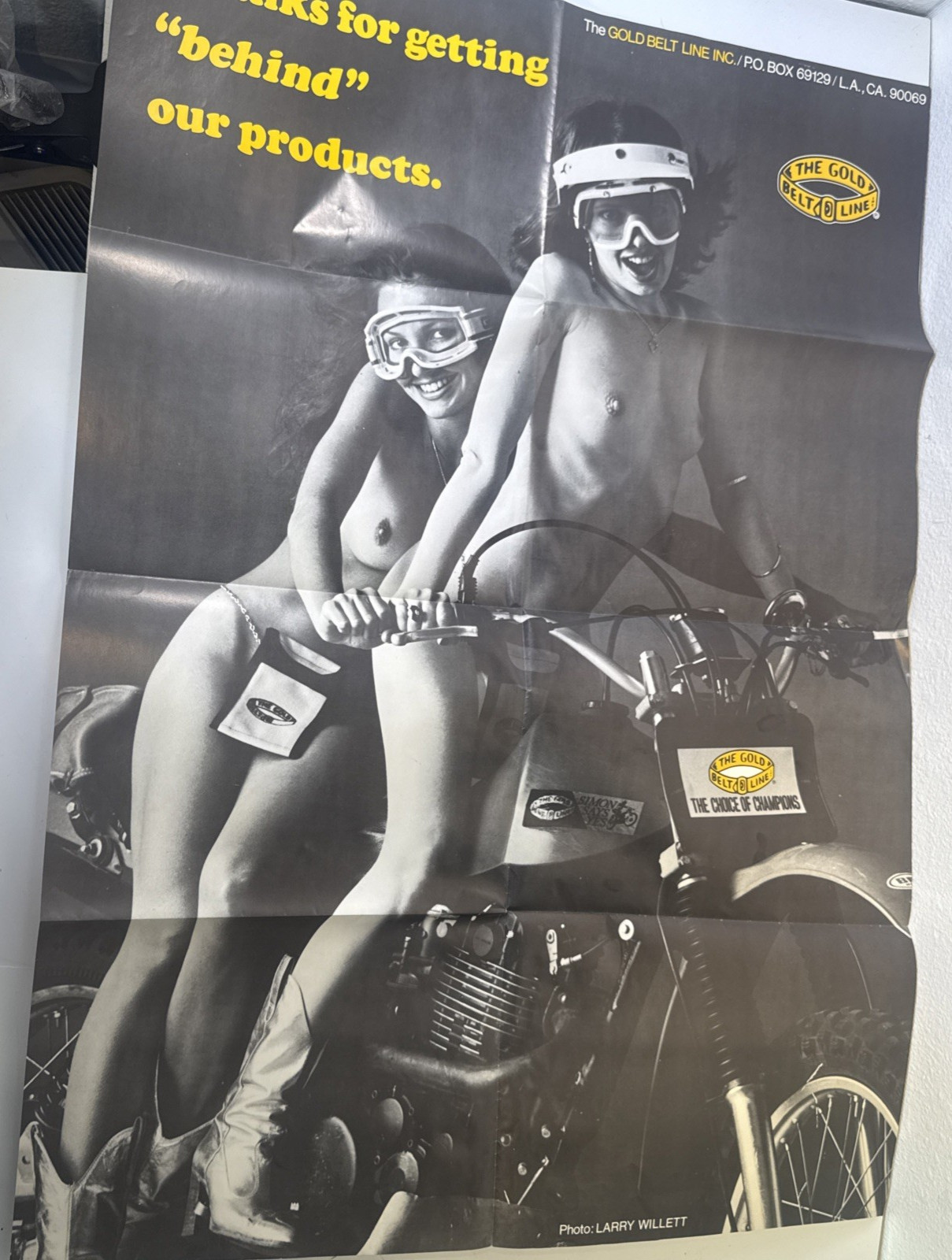 Vintage Motorcycle Poster Gold Belt Line 70\'s Dirtbike Racing Simon Says Yes