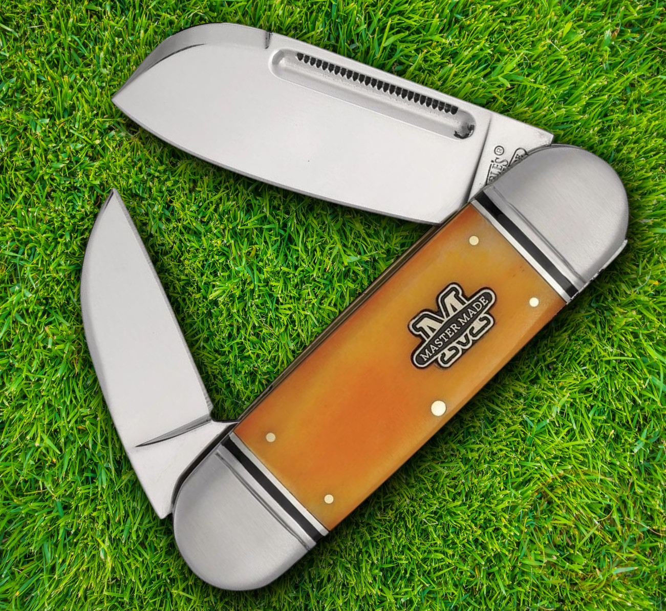 Marbles Master Made Large Toenail Pocket Knife Stainless Blades Bone Handle