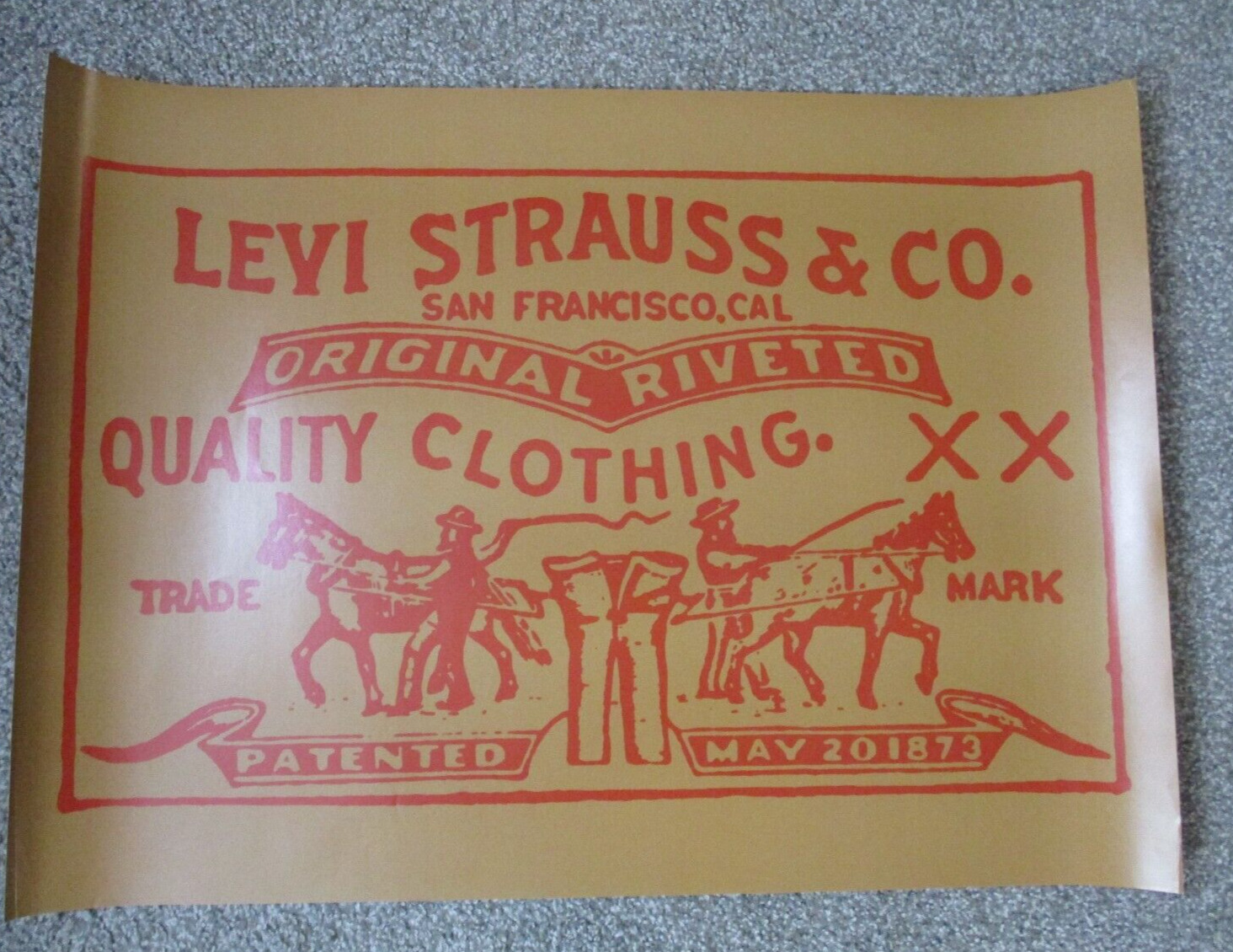 Vintage Original Levi Strauss & CO Gold Advertising Poster 27\