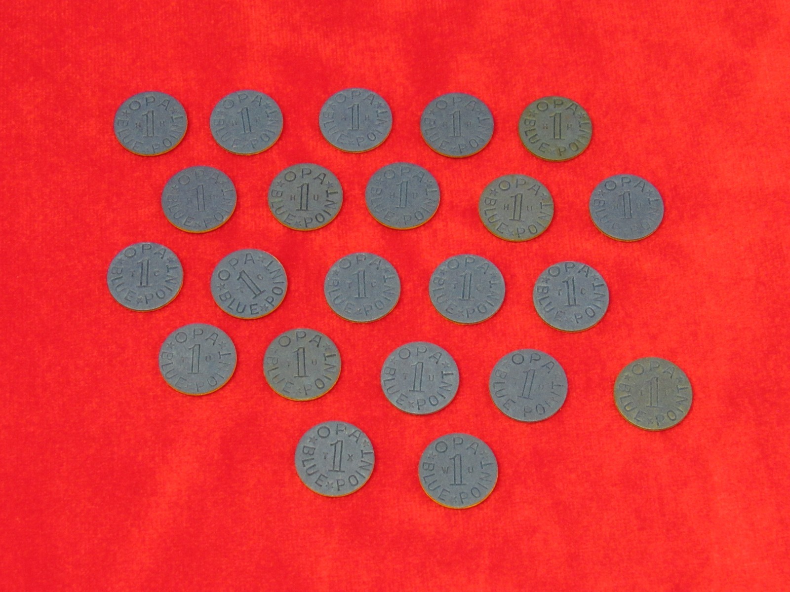Vintage WWII OPA Lot Of 22 Blue Ration Tokens.