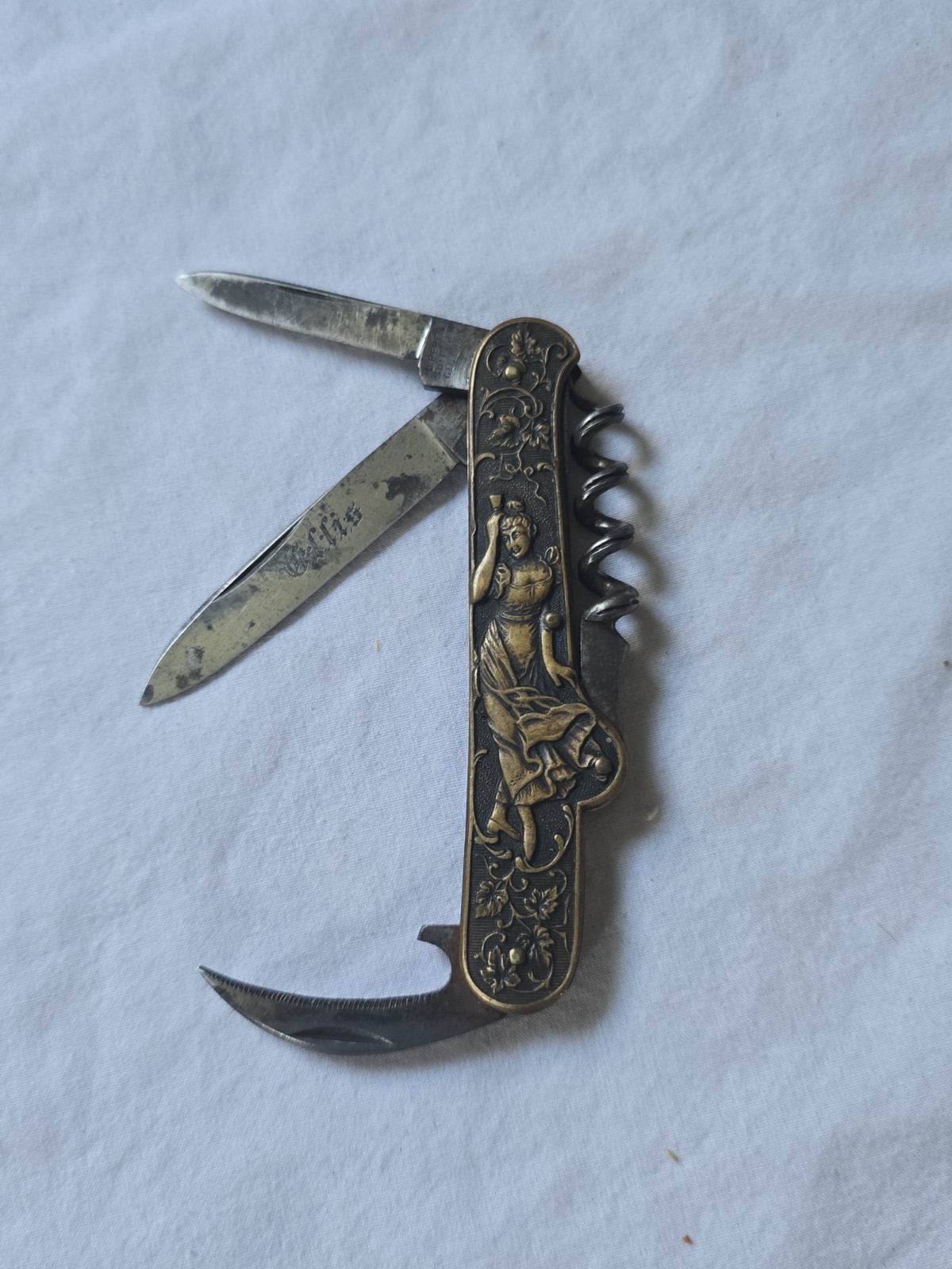 Vintage D. Peres German Bartenders Knife & Corkscrew IM WEIN LIEGT WAHRHEIT