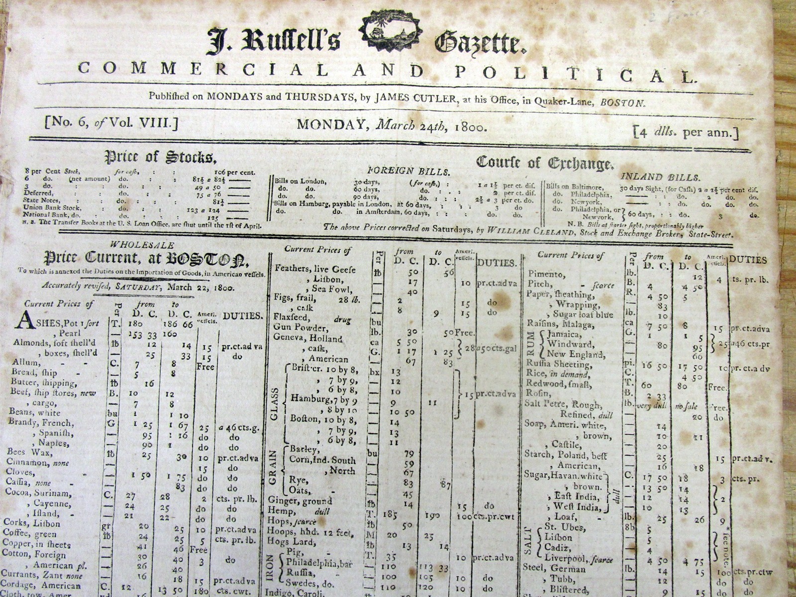 1800 newspaper w THE NEW CONSTITUTION of the FRENCH REPUBLIC Napoleon Bonaparte
