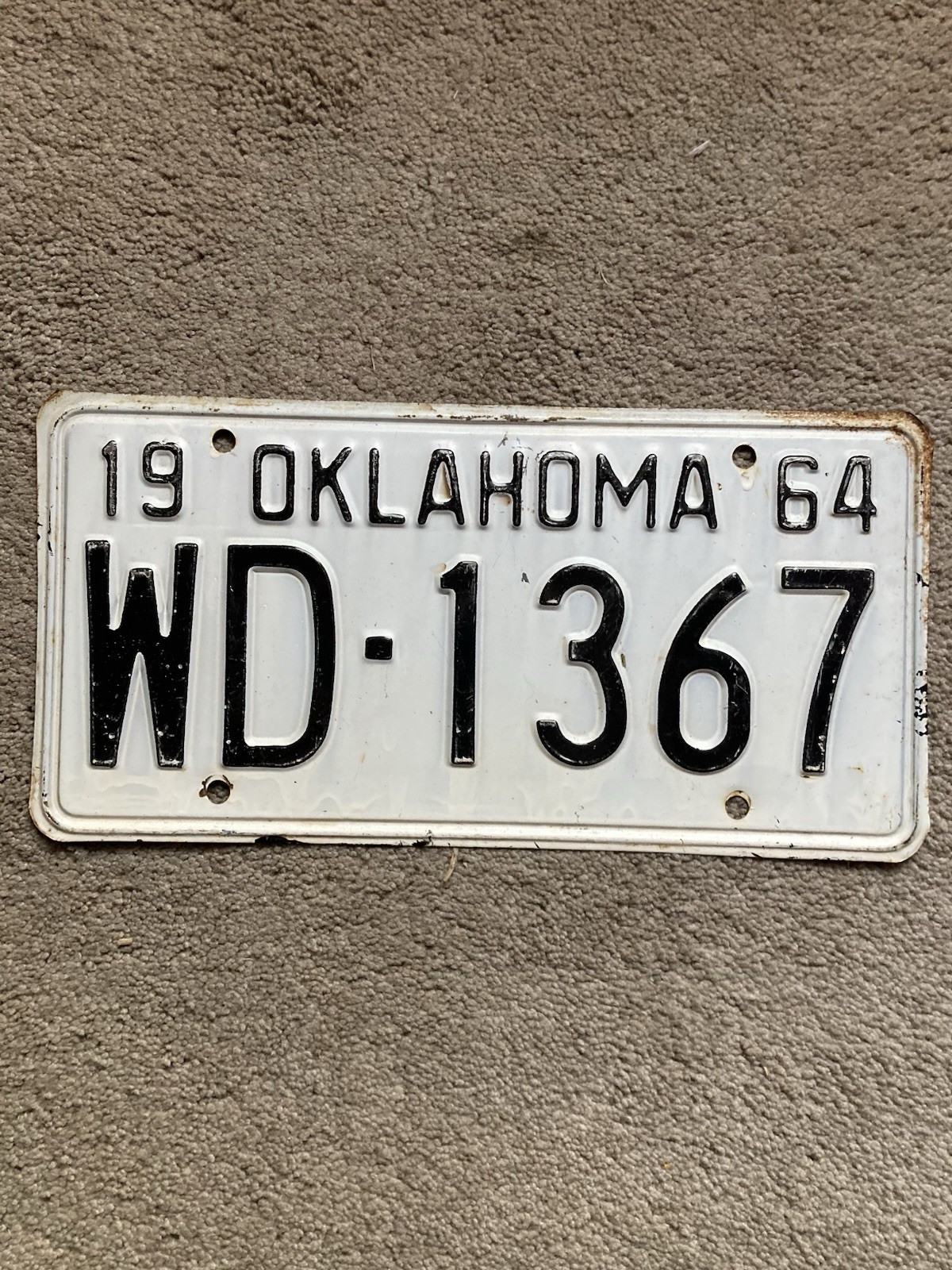 1964 Oklahoma License Plate - WD 1367 - Nice