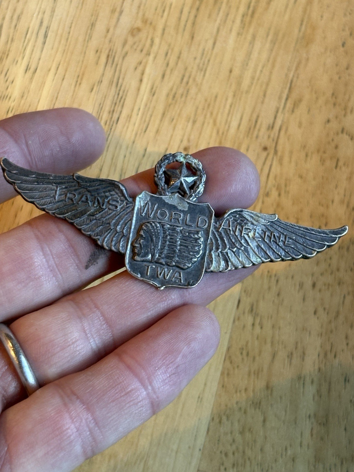 TWA Trans World Airline Early Wings Pin Chief Head 