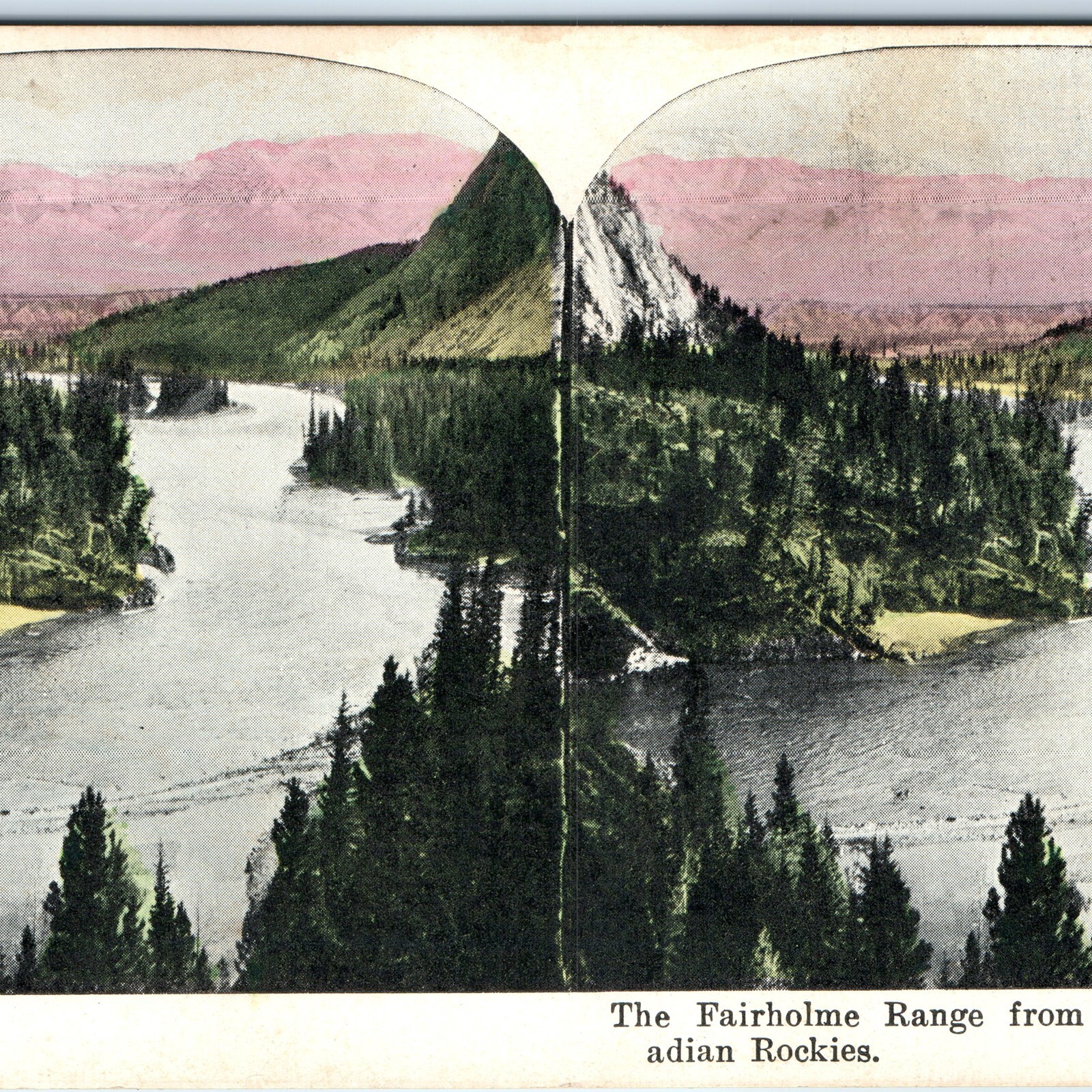 c1900s Calgary, Banff, CA Stereo Card Fairholme Range Canadian Rockies V11