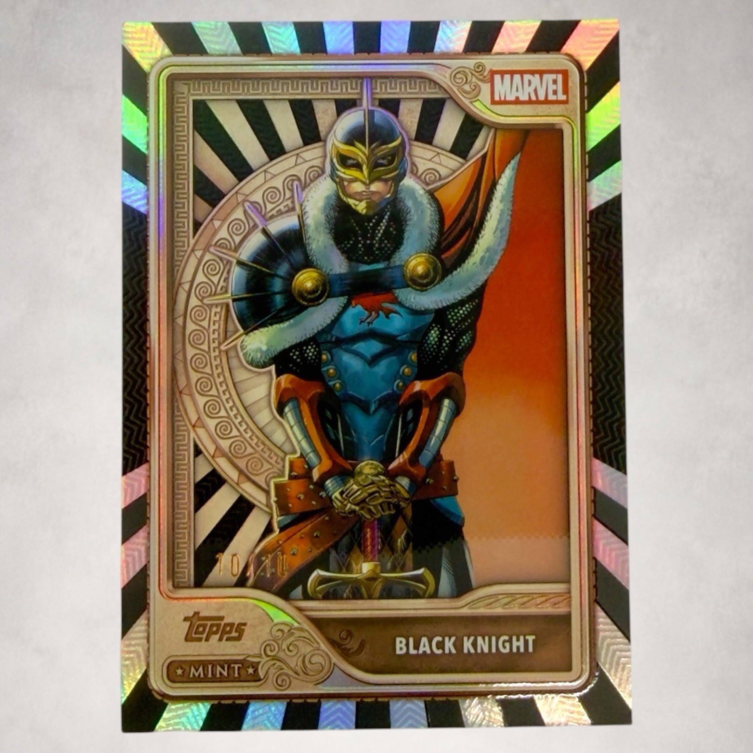 2026 Topps Marvel Mint #21 Black Knight Black Foil 10/10 Omega SSP 