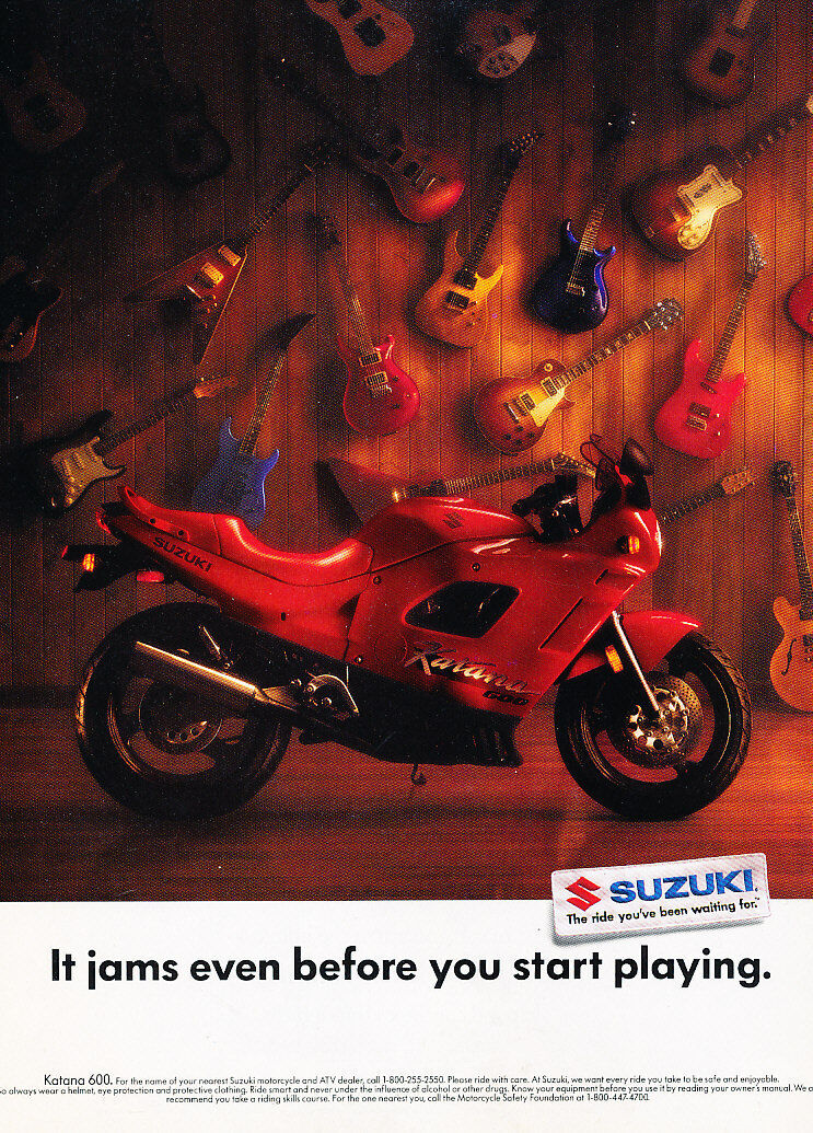 1991 Suzuki Katana 600 Motorcycle - Jams - Classic Vintage Advertisement Ad D189