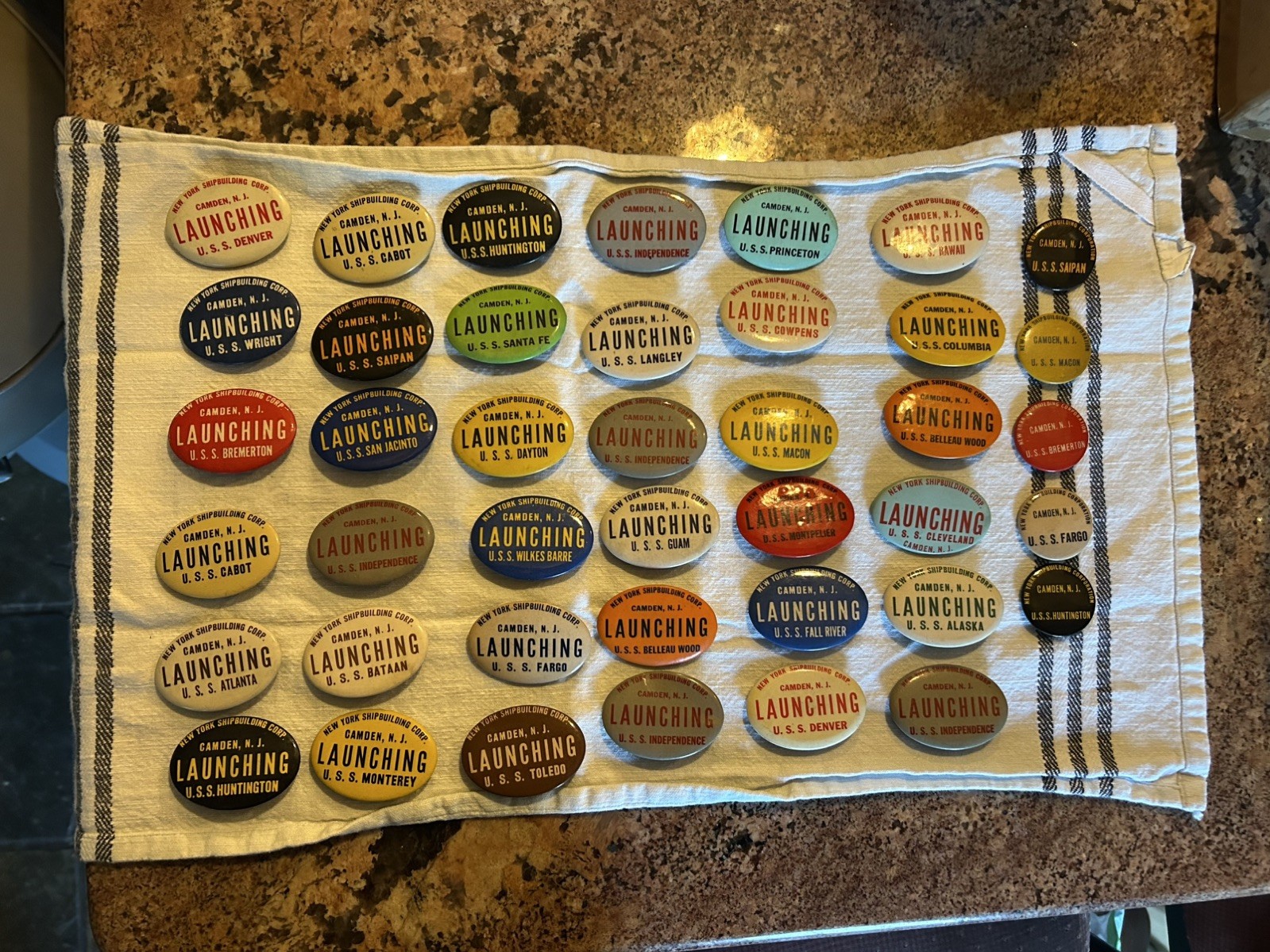VINTAGE WWII SHIP LAUNCHING PINS BADGES lot of 41 rare collection  Camden nj