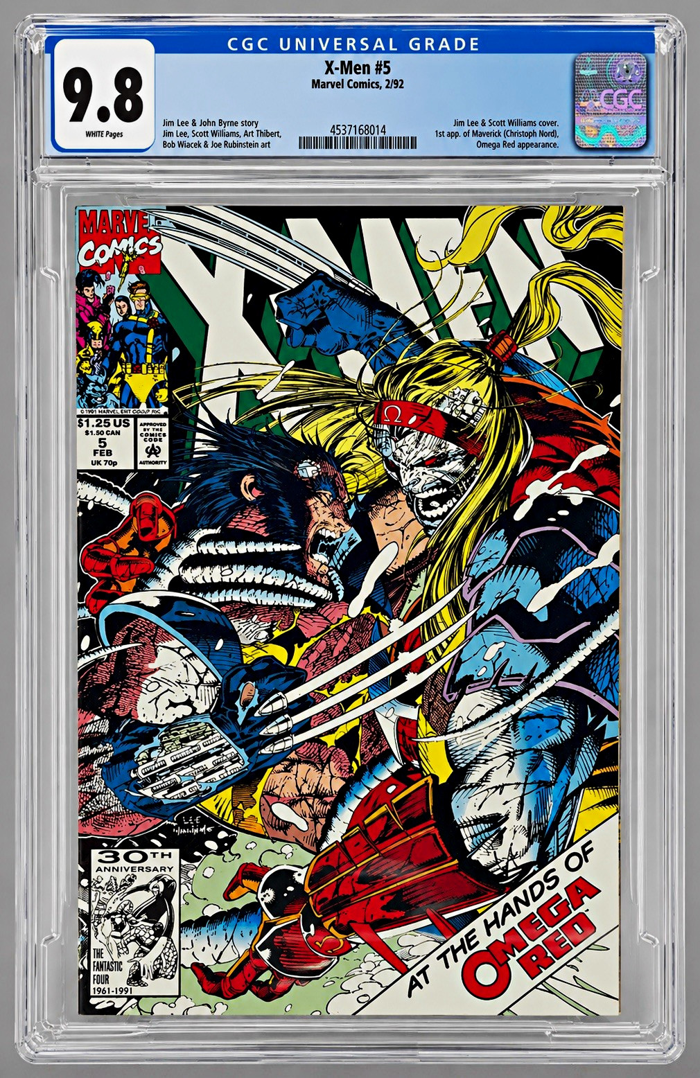 X-Men #5 CGC 9.8 White Pages 1st Maverick Omega Red Jim Lee Marvel 1992