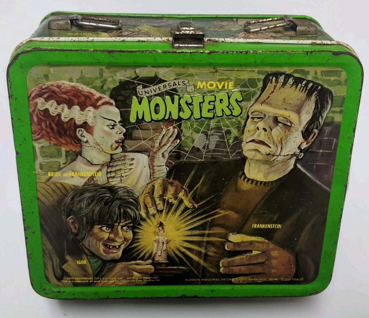 1979 Aladdin Universal Movie Monsters Metal Lunchbox NO THERMOS, HANDLE 