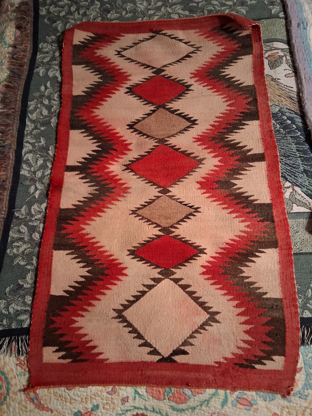 Navajo Rug Vintage 26 x 44 Inches 3.6 ft x 2.1 ft. A Little Tatterd MAKE OFFERS