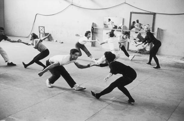 Dance rehearsals West Side Story\' a film musical directed by Jerom- Old Photo 7