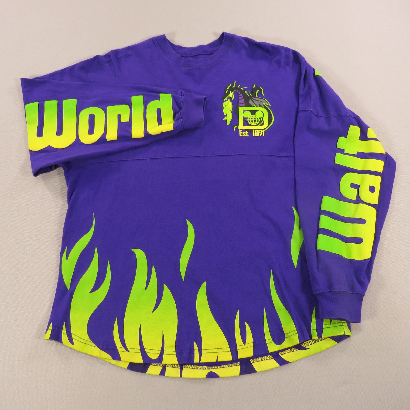 Disney Spirit Jersey Adult Medium Maleficent Flame Graphic Logo WDW Mens Sweater