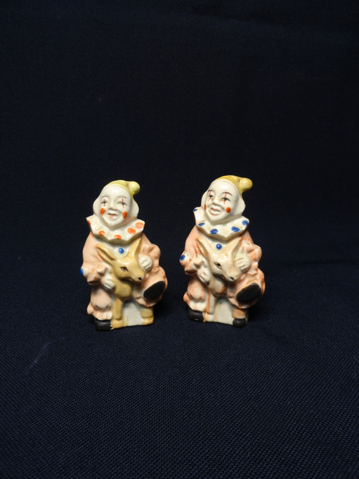 Vintage Clown Salt & Pepper Shaker Pair Set of Shakers Ceramic