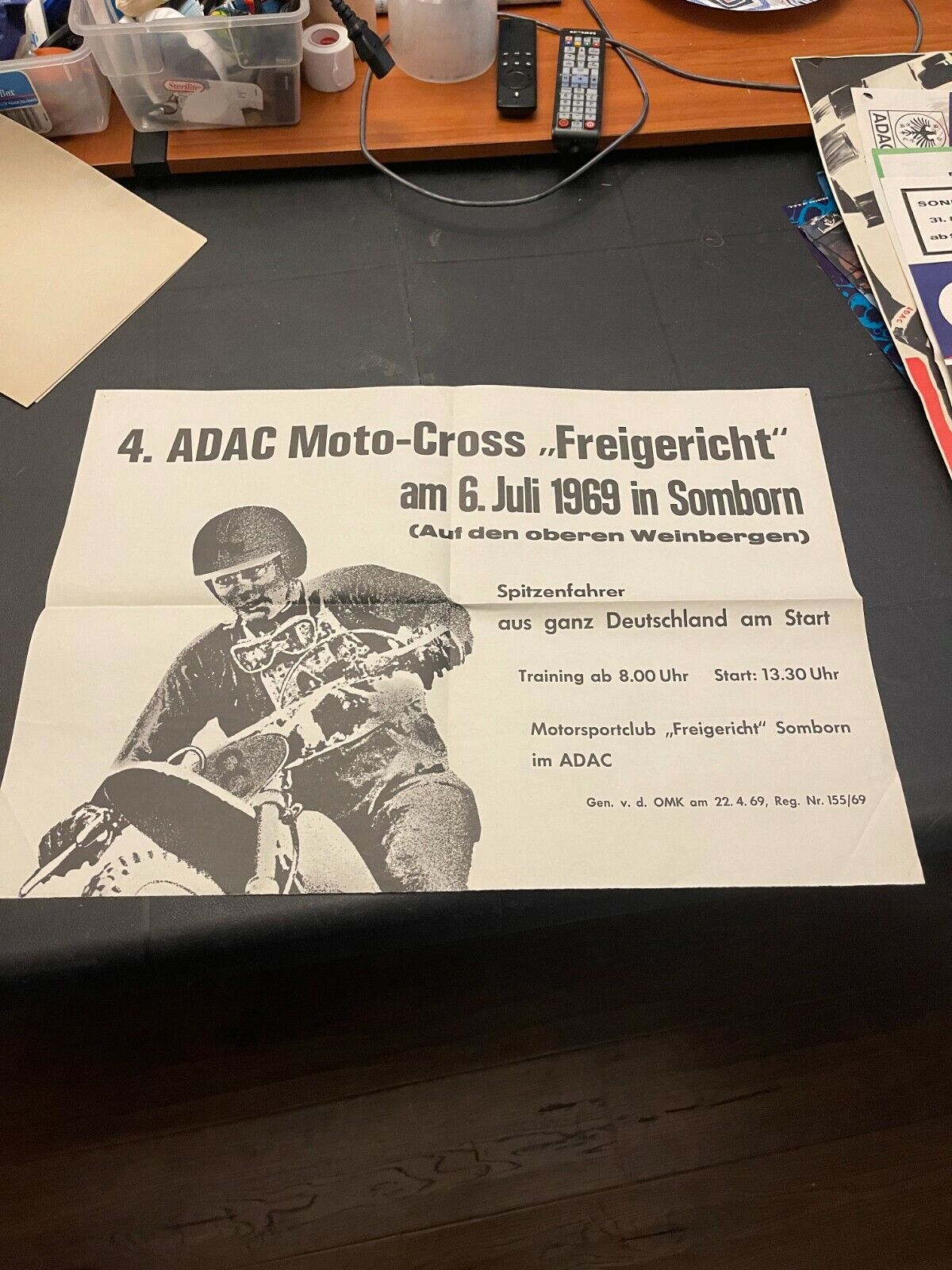 Vintage original Poster 1969 German Motor Cross Racing Rare ADAC