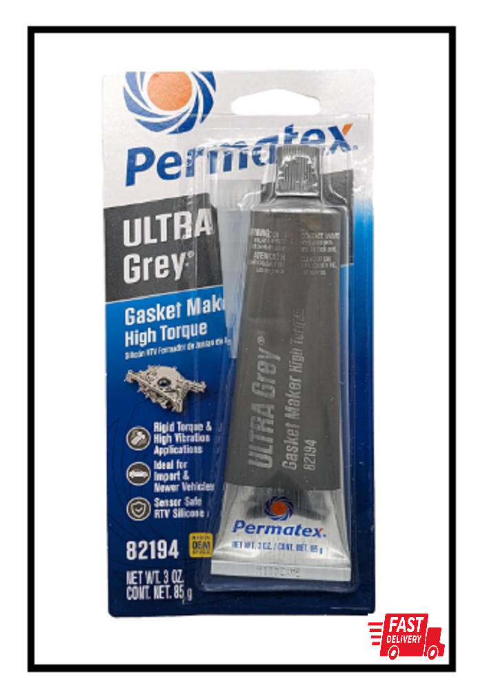 Permatex Ultra Grey Rigid High-Torque RTV Silicone Gasket Maker, Sensor Safe 3oz