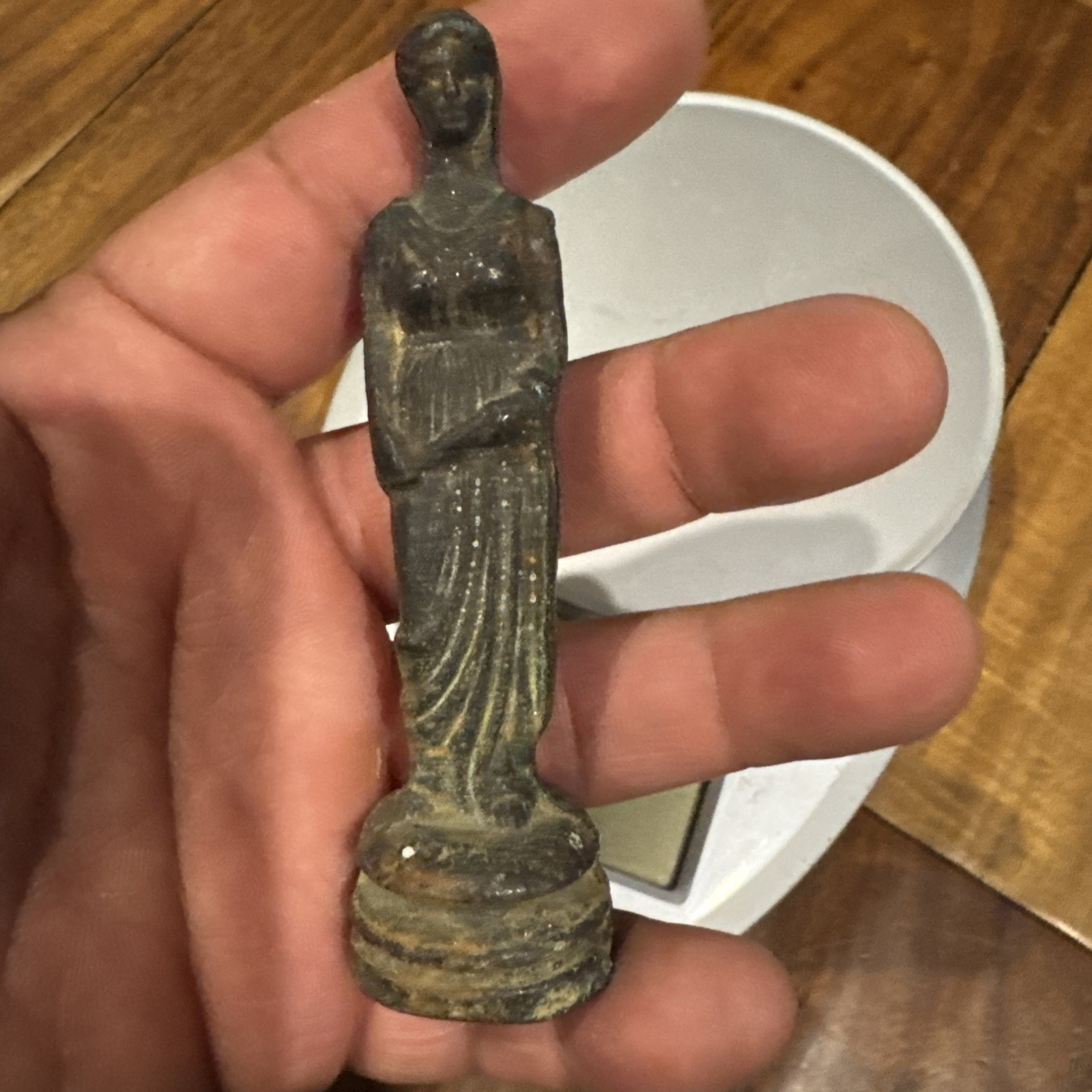 Beautiful Ancient Roman Greek Bronze Clothed Figure Of Lady Diana