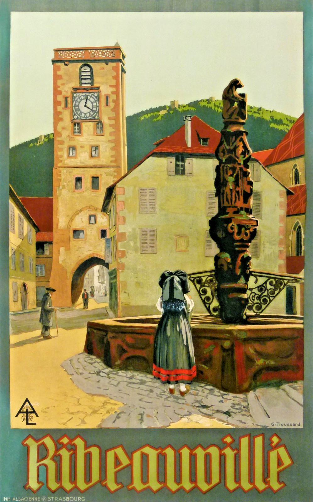 OLD POSTER G. TROUSSARD RIBEAUVILLÉ ALSACE circa 1925