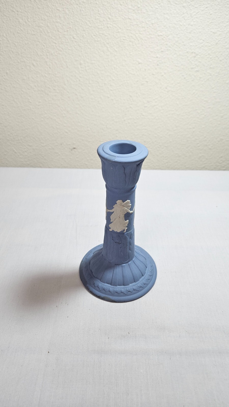 Vintage Wedgewood Jasperware blue candlestick \