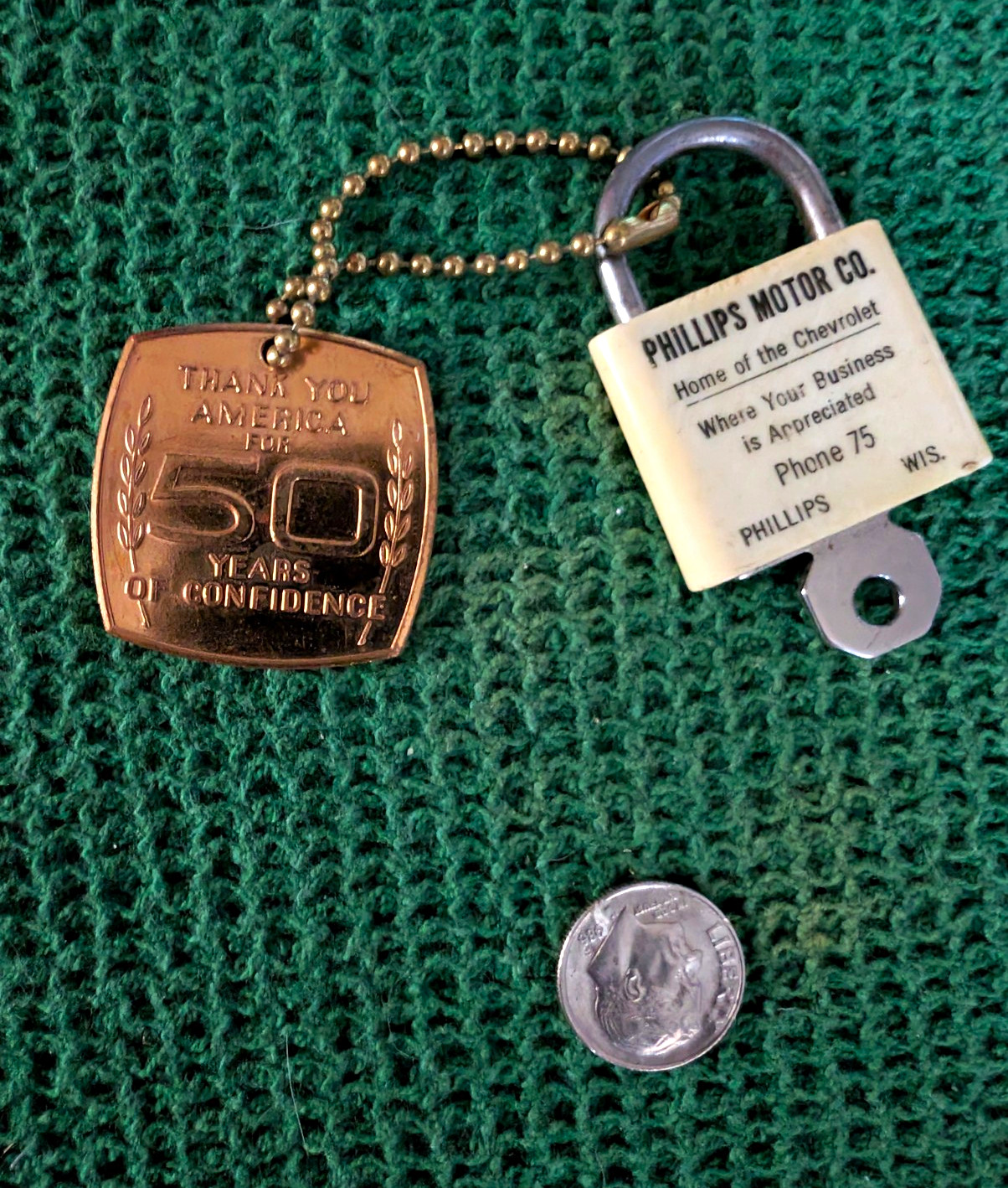 1961 Chevrolet 50 Years Anniversary With Vintage Wisc. Dealership Keychain
