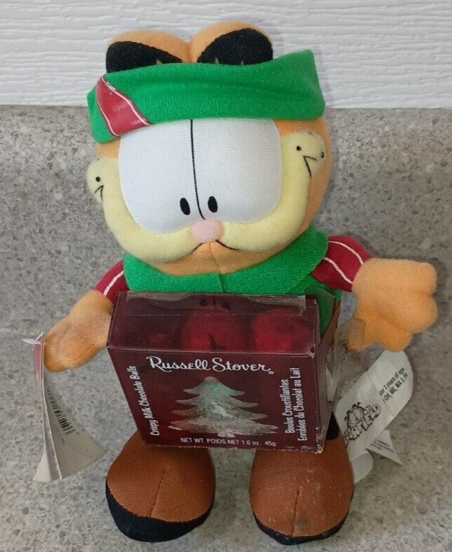 Sweet GARFIELD Plush Elf Doll Russell Stover Chocolate Box Suction Cup 