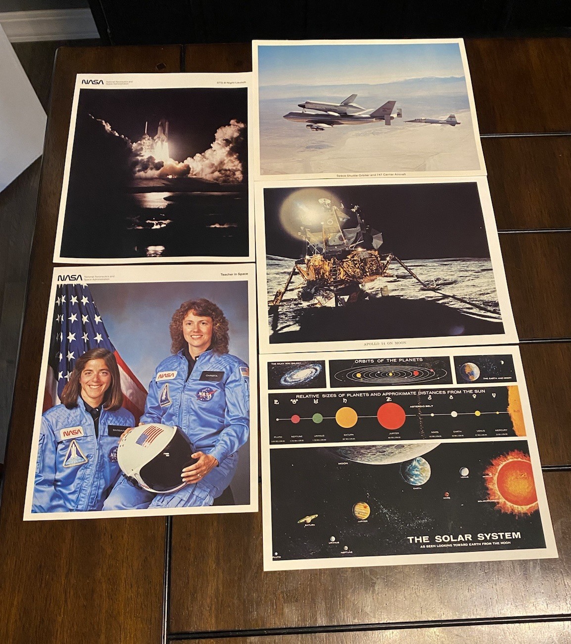 Vintage NASA 5pc Print Lot 1971 Apollo 14 Moon MSCL-68 & 1980s Space Shuttle