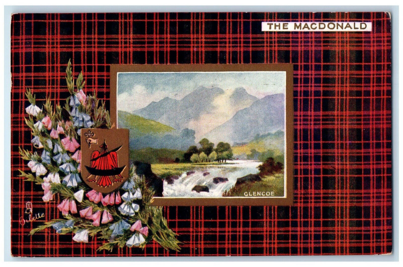 1907 The Macdonald Glencoe Scottish Clans Oilette Tuck Art Posted Postcard