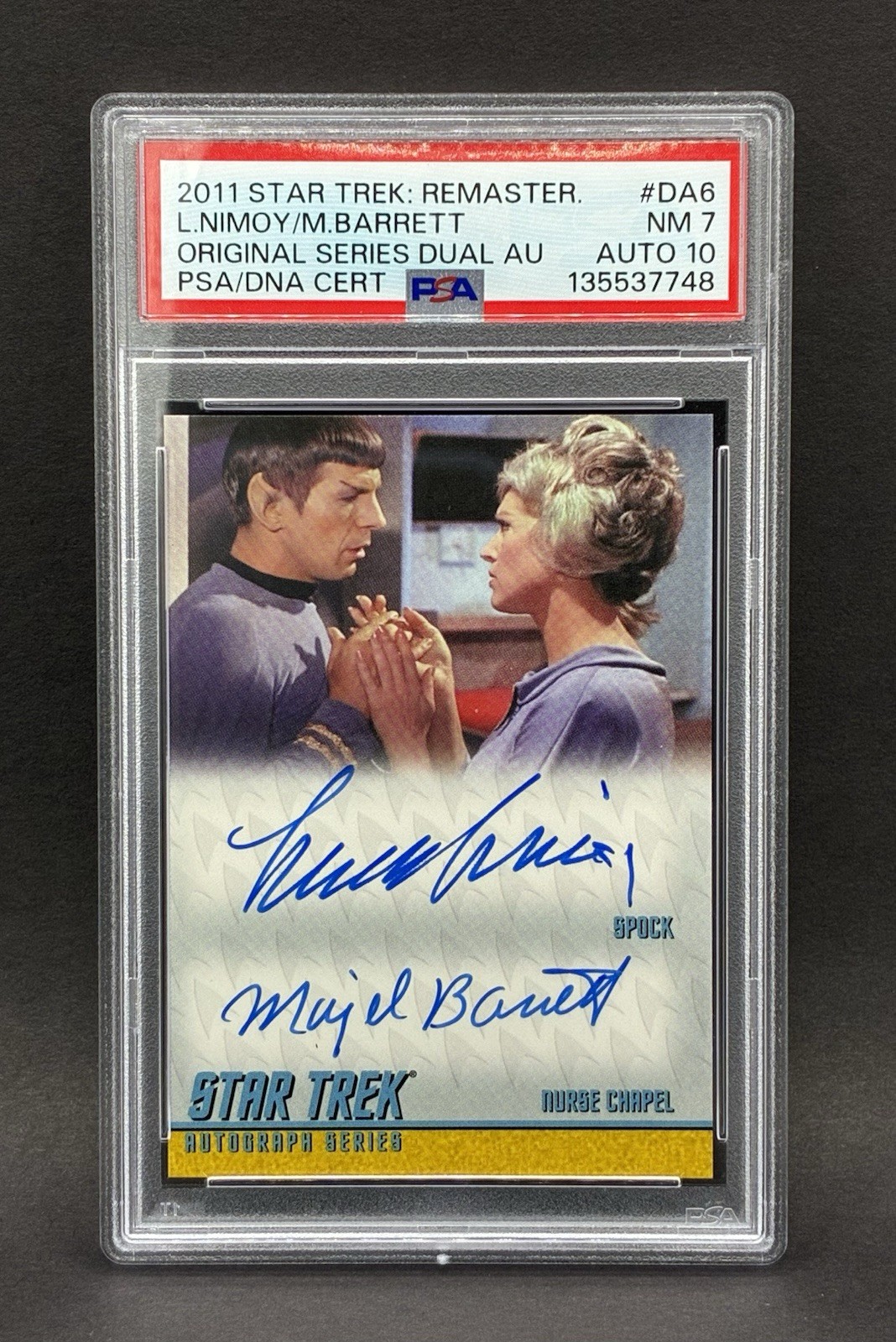 Star Trek 2011 Rittenhouse Archives Dual Auto Leonard Nimoy / Barrett PSA 7 / 10
