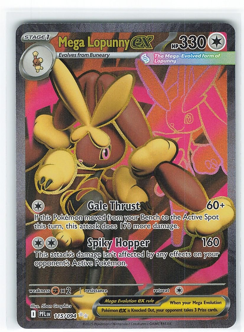 MEGA LOPUNNY EX 115/094 ULTRA RARE PHANTASMAL FLAMES POKEMON HOLO NEAR MINT
